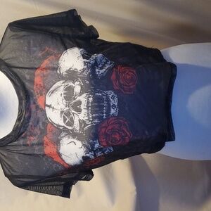 Romwe Skull Crop Top SZ XLG